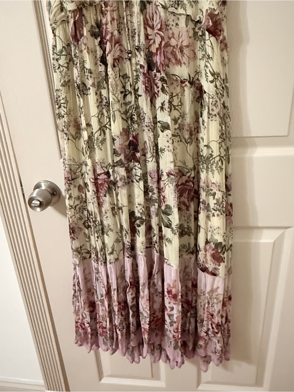 SECRET MISSION Emmeline Ruffle-Trim 100% Silk Maxi Dress Size Medium - Picture 5 of 15